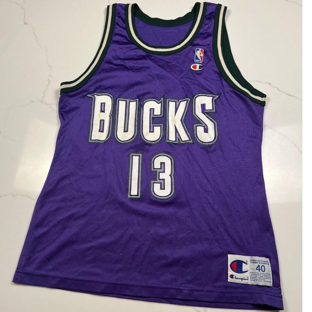 Champion Glenn Robinson Milwaukee Bucks Jersey Mens 40 Purple NBA Vintage 90s